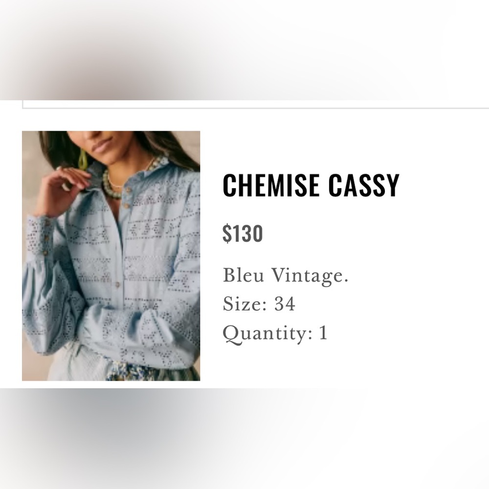 Sezane Cassy Shirt Bleu Vintage. - Size 34